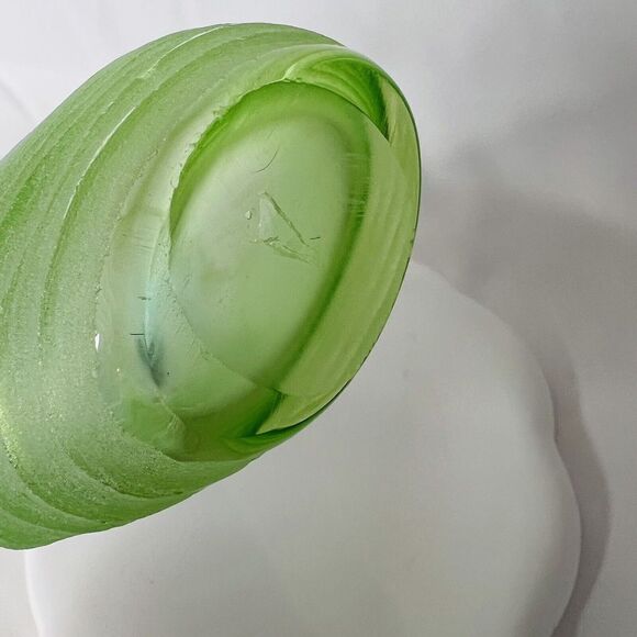 Vintage Ombre Green To Blue Frosted Art Blown Glass Ribbed MCM 8.5” PRETTY - Picture 6 of 9